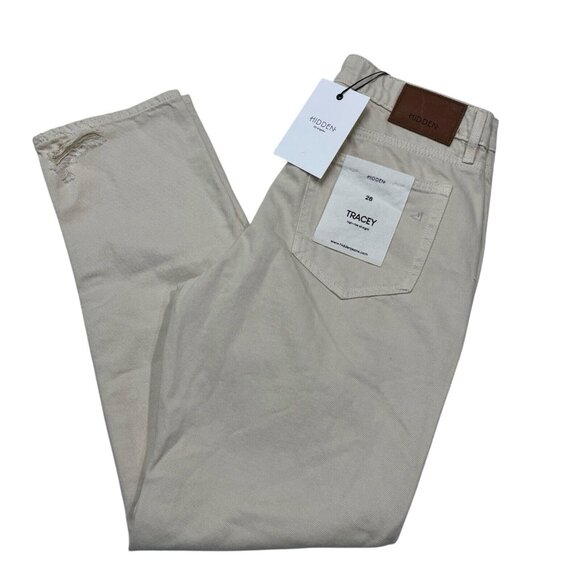 Hidden Tracey Jeans Womens 28 Cream Tracey High Rise Straight Distressed Denim - Picture 1 of 13